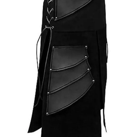 Goth tunic dress  long black corset sides size 3L pop over studded warrior - Picture 6 of 14